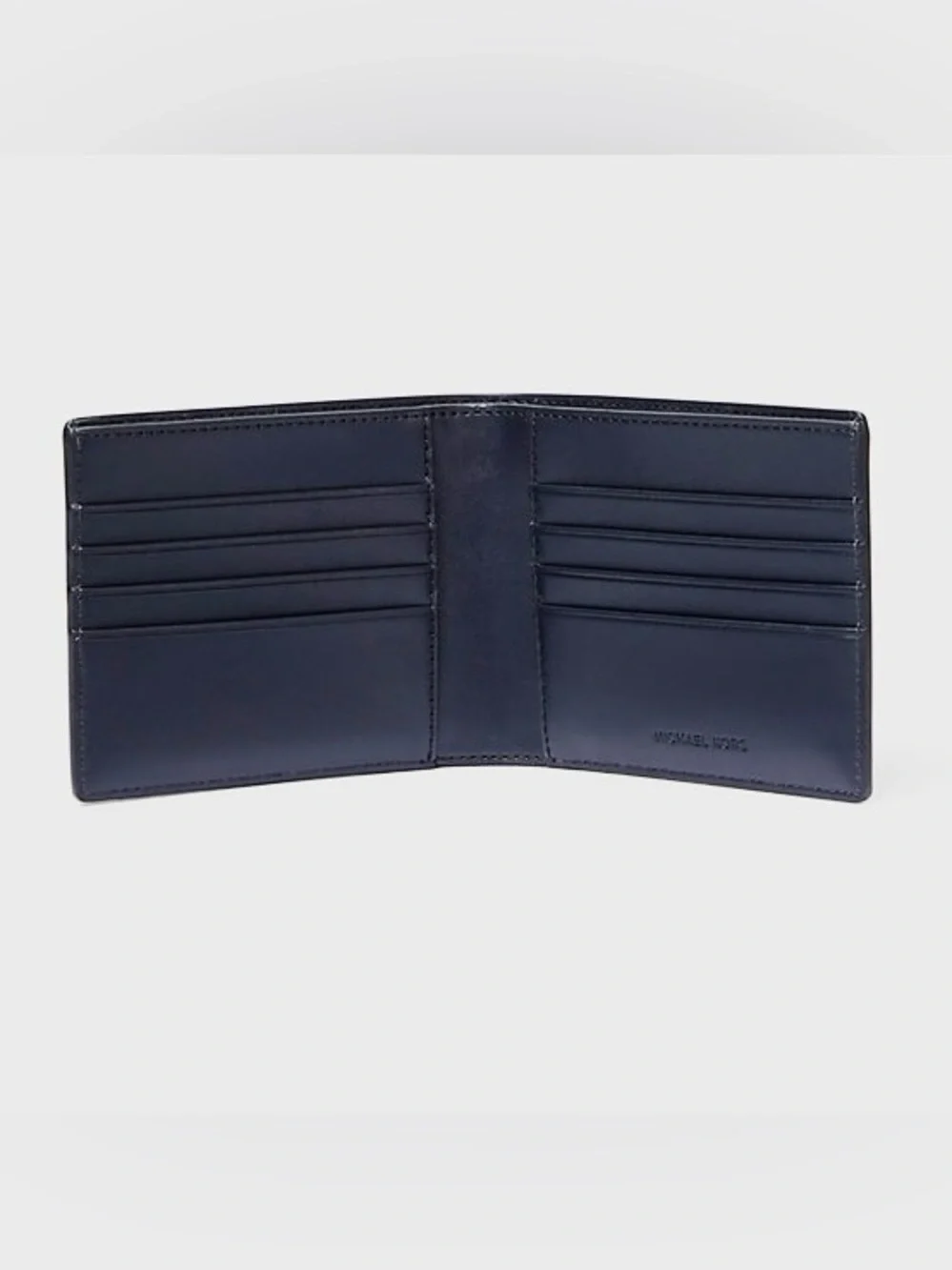 New in box Michael Kors slim Andy billfold wallet in black and blue monogram NEW - Picture 8 of 11